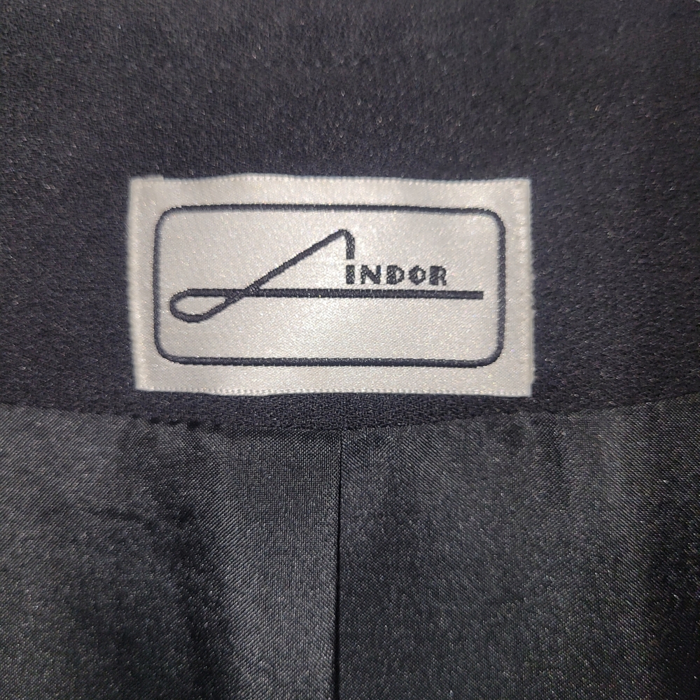 Vintage Lindor Black Open Front Blazer Minimalist Office Jacket 12 - Picture 5 of 8